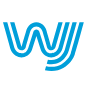Stylized blue letter 'W' logo WJ water