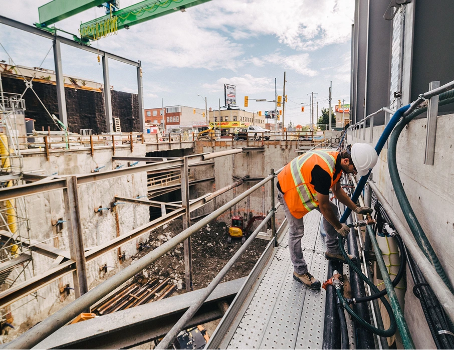 Construction worker at building site
